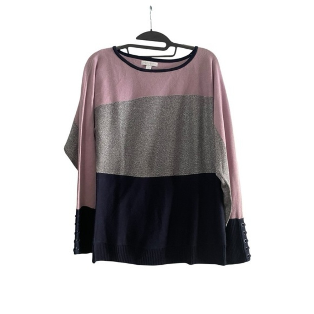 New York & CO  purple Gray Metallic , and Navy blue Sweatshirt coop Neck Size S